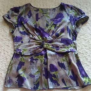 Ann Taylor Floral Silk Blouse Sz. 4P